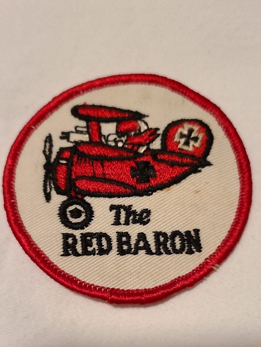 The Red Baron Sew On Patch Red Airplane Embroidered Snoopy Vintage. Vintage